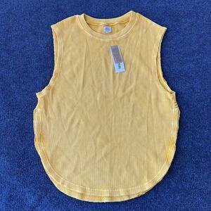 BDG Urban Outfitters Tank Top Womens Small Yellow Waffle Ribbed OBI280654